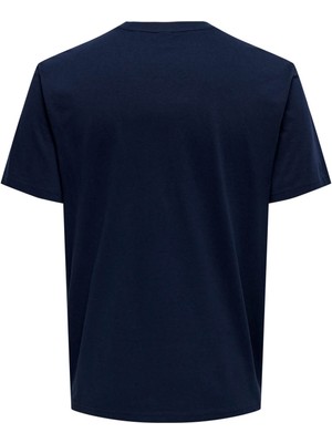 Only & Sons Erkek T-Shirt Lacivert 22028593 Onslenny Lıfe Reg Vıntage Prınt Tee Noos