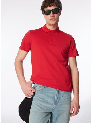 Guess Düz Kırmızı Erkek Polo T-Shirt M2YP25KARS0G532_SS Paul Pıque Tape