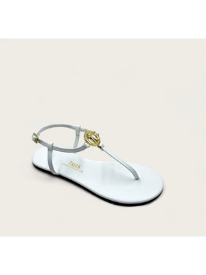 Tkees T8023 Tokalı Beyaz Kadın Parmak Arası Sandalet