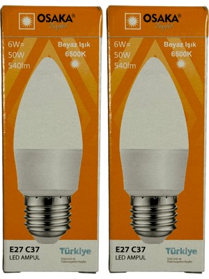 Osaka 6W (50W) 6500K (Beyaz Işık) E27 Duylu LED Ampul (2 Adet)