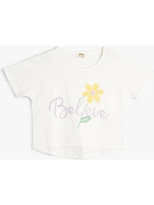 Koton 4SKG10223AK Koton Kız Çocuk T-Shirt Ekru