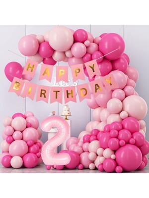 Bi Dolu Mutluluk Pembe Doğum Günü Konsepti Parti Eğlence Doğum Günü Kutlama