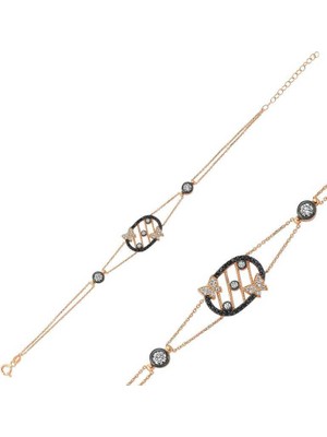 Serra Jewels Gümüş Rose Taşlı Kelebek Bayan Bileklik