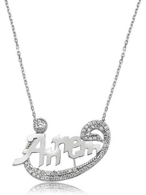 Serra Jewels Gümüş Annem Vav Bayan Kolye