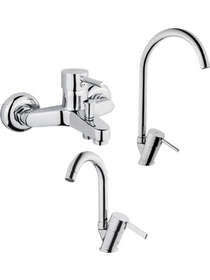 Tema Tulip 3 Lü Armatür Seti(Banyo+Lavabo Mutfak)