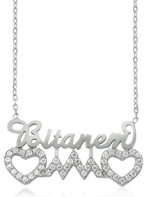 Serra Jewels Gümüş Bitanem Yazılı Kalp Bayan Kolye