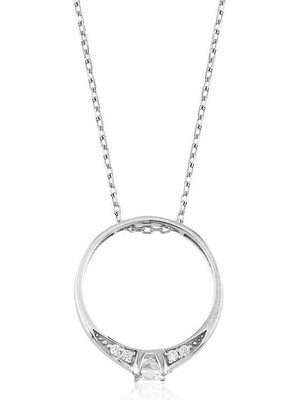 Serra Jewels Gümüş Tek Taş Yüzük Bayan Kolye