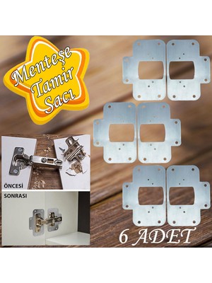 Glaswen Dolap Kapak Taş Menteşe Tamir Sacı Pratik Onarım Kiti Krom Metal Yuva Tablası 6.5 x 9 cm (6 Adet)