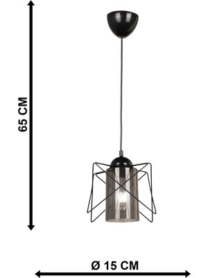 Woodhub 1 2 Adet Modes Tekli Siyah-Füme Akrilik E27 Tek Ebat Metal Tekli 61-70 cm Siyah