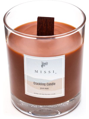 Missi Ahşap Fitilli Dark Wood Kokulu Kahverengi Craklıng Vegan Mum (Çıtırtılı)