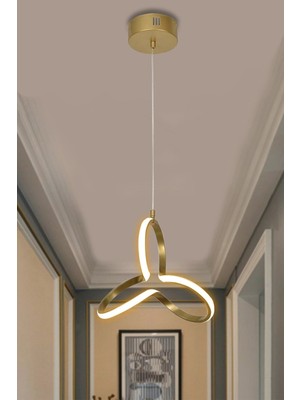 Woodhub 91-100 cm Orjinal Yonca Modern Gold Kasa Gün Işığı LED Avize Yonca Ledli Avize Gu5.3 Antre / Hol Mo