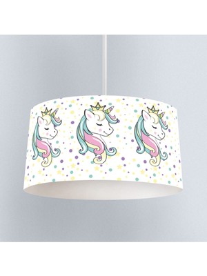 Woodhub Beyaz Çocuk Odası Sarkıt Avize Ünicorn Desenli - Abajur Avize