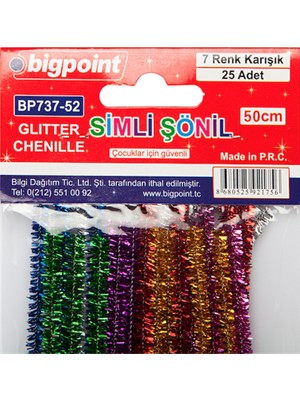 Bigpoint Simli Şönil 50 cm 7 Renk / 25'li Poşet x 5'li Paket