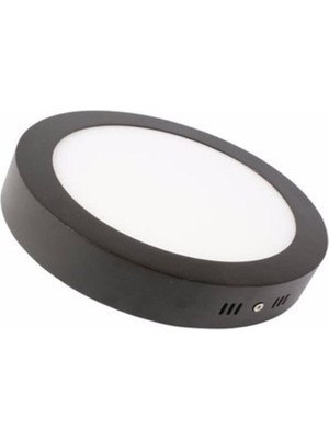 Woodhub LED LED Tavan Wc Kiler Ofis Lambası 18 W Yuvarlak Armatür Sıva Üstü Siyah Kasa Sarı Işık 2700 K 220