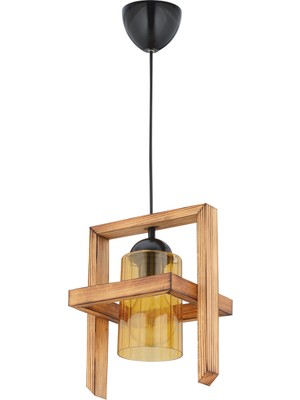 Woodhub 81-90 cm Twoline Ahşap Tekli Sarkıt Avize Natural Siyah Tesisat Her Ortama Uyumlu Bej 28 x 24 1 Esk