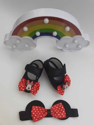 Bilge Trend Minnie Mouse Bebek Patik ve Bandana Seti