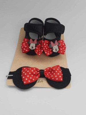 Bilge Trend Minnie Mouse Bebek Patik ve Bandana Seti