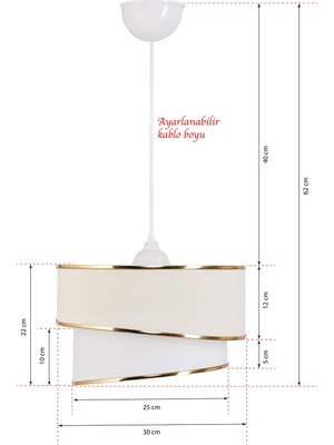 Woodhub Bej Rüzgar Pasta Tekli Sarkıt Avize ve Gold Abajur Seti Kumbeji 30 3 51-60 cm E27 Tekli Krom