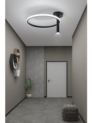Woodhub Siyah Santos Modern Ledli Ikili Avize 20 x 20 Alüminyum 2 Ledli LED