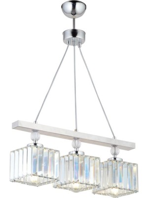 Woodhub 3 Erguvan 3'lü Krom K-01 Avize Krom