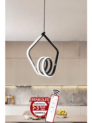 Woodhub Alüminyum Kumandalı 3 Renk Modern Sarkıt LED Avize Siyah Kasa Antre / Hol GU10 32 Siyah 1 Ledli 20