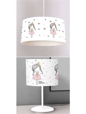 Woodhub E27 Çocuk Odası Dijital Baskılı Sarkıt Avize ve Masaüstü Abajur Avize Model 238 20 x 30 2 Çok Renkl