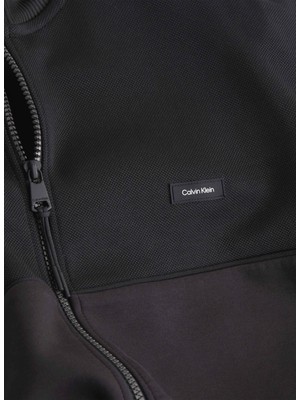 Calvin Klein Düğmeli Yaka Siyah Erkek Sweatshırt K10K112244BEH