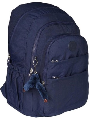 Relaxion Kırınkıl Su Itici Kumaş 5 Bölmeli Aksesuarlı Okul Sırt Çantası RLX1625-LACIVERT