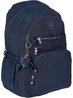 SYG 5 Bölmeli Kırınkıl Su Itici Kumaş Aksesuarlı Okul Sırt Çantası RLX1630-LACIVERT