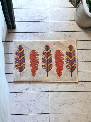 Nilin Vadisi Kuş Tüyü Desenli Yıkanabilir Kaydırmaz Banyo Paspası 40X60 cm