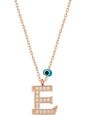 Serra Jewels Gümüş Nazar Rose E Harfi Kadın Kolye