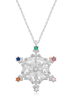 Serra Jewels Gümüş Renkli Taşlı Kar Tanesi Kadın Kolye