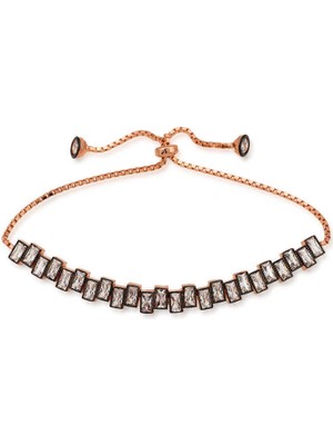 Serra Jewels Gümüş Rose Baget Taşlı Asansör Bileklik