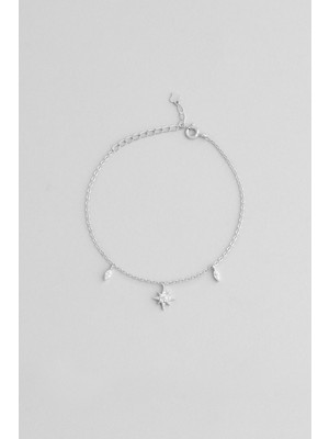 So CHIC Kutup Yıldızı Detaylı 18 Ayar Beyaz Altın Kaplama Gümüş Bileklik