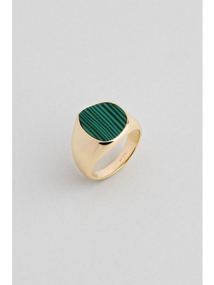 So CHIC Green Majesty 18 Ayar Sarı Altın Kaplama Gümüş Yüzük