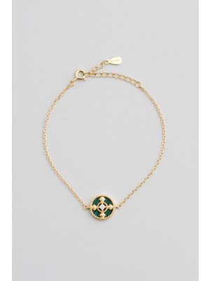 So CHIC Malahit Whisper 18 Ayar Beyaz Altın Kaplama 20 Cm Gümüş Minimal Bileklik