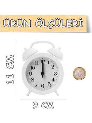 Valkyrie Mini Masa Alarm Çalar Saat Akar Saniyeli Sessiz Alarm Saati Beyaz