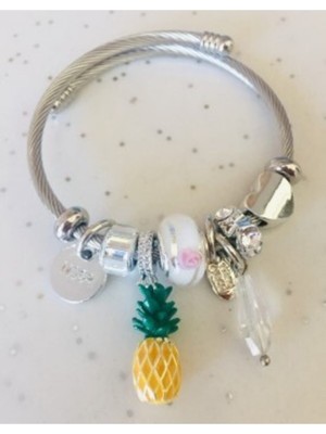 Ankı Pandora Bileklik Ananas Charmlı Gümüş Bileklik