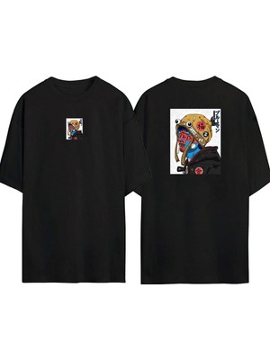 The Wert Burüman Ön Arka Baskılı Sıyah Oversize T-Shirt