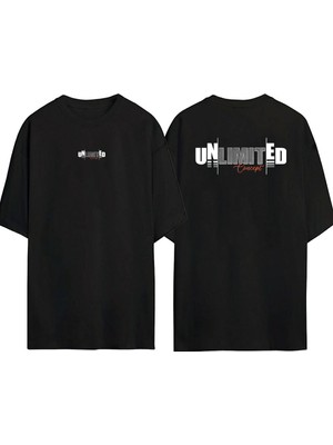 The Wert  Uned Limit Consept Ön Arka Baskılı Sıyah Oversize T-Shirt