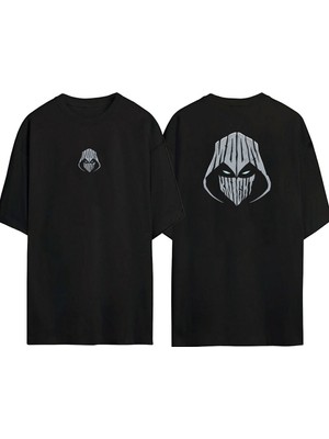 The Wert  Moon Knıght Ön Arka Baskılı Sıyah Oversize T-Shirt