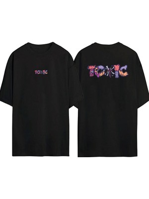 The Wert  Toxıc Ön Arka Baskılı Sıyah Oversize T-Shirt