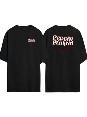 The Wert  People Poison Ön Arka Baskılı Sıyah Oversize T-Shirt