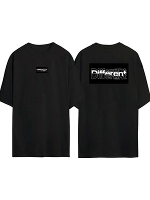 The Wert  Different Ön Arka Baskılı Sıyah Oversize T-Shirt