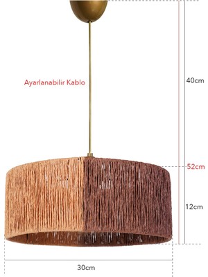 Woodhub 30 Froid Sarkıt Avize Kiremit Natural Hasır Tekli 71-80 cm Turuncu E27