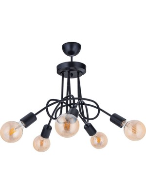 Woodhub E27 Silim 5 Li Avize Çelik 5 Siyah 51-60 cm Modern