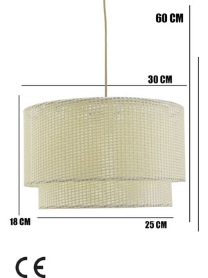 Woodhub 1 Avize,sarkıt,modern Rudra Model Salon / Oturma Odası Modern E27 71-80 cm Kumaş 32 x 70 Bej