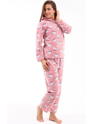 Dione Kutup Ayısı Desenli Pembe Polar Pijama Takımı