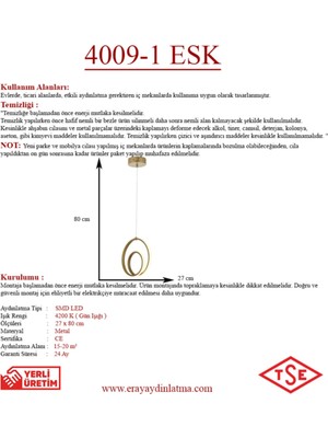 Woodhub Beyaz 4009-1 Eskitme Tekli LED Avize 1 Metal Ledli