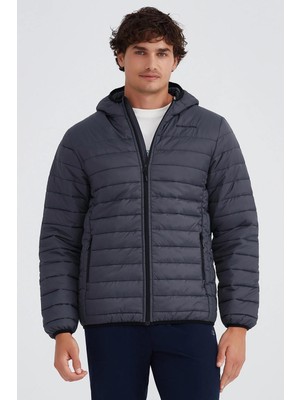 Skechers Essential Synthetic Fill Jacket Kapüşonlu Şişme Erkek Mont Gri